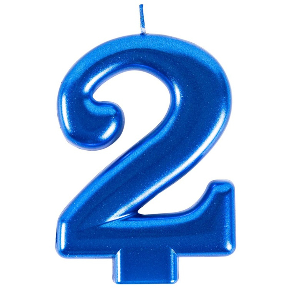 Свечи-цифры "Синие металлик" 8 см (от 0 до 9)