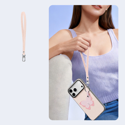 Чехол светло-розового цвета (Butterfly Edition) для смартфона iPhone 17 Pro, серия Luvy Series (со съемным ремешком) от Dux Ducis