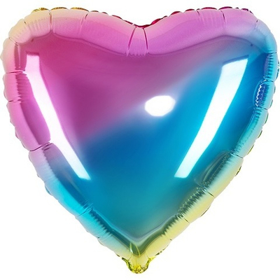 Шар фольга Сердце Нежная Радуга 18"/45см с гелием