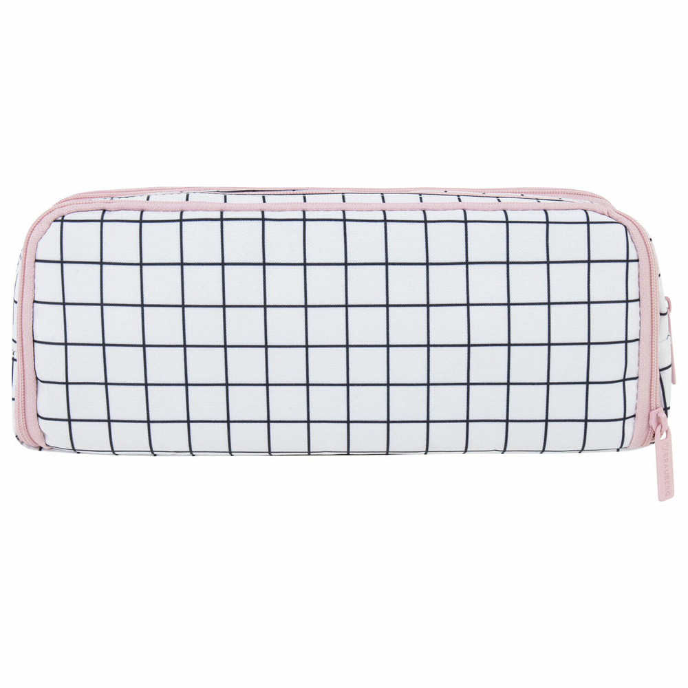 Пенал-органайзер BRAUBERG 2 откидные планки полиэстер 23x9х7 см "Checkered white" (2 штуки в упаковке)