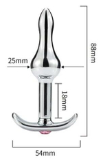 Металлическая анальная пробка-капля с розовым кристаллом - 8,8 см. (Цвет: розовый)