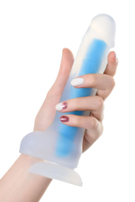 Прозрачно-синий фаллоимитатор, светящийся в темноте, Steve Glow - 20 см. (Цвет: синий)