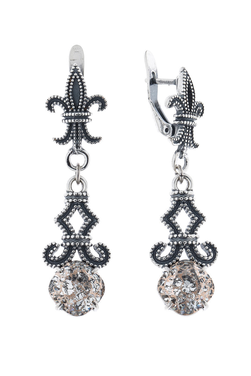 "Атико" серьги в серебряном покрытии из коллекции "Antique" от Jenavi с английским замком