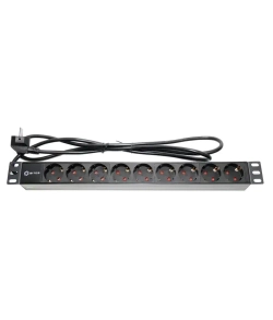 Блок розеток 19", 1U, 9 розеток, 16A, кабель 2 метра, огнеупорный пластик, 5bites PDU919P-02