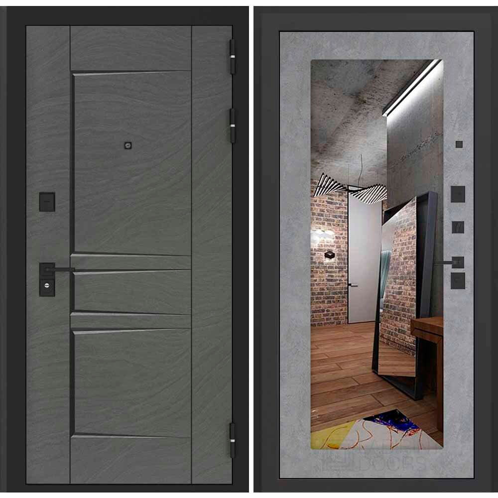 Дверь Входная Бункер BN-04 18 Зеркало Бетон светлый