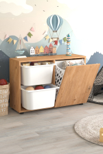 Стеллаж SILA с 2 выдвижными ящиками - сосна