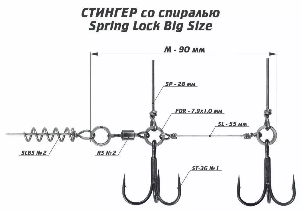 Оснастка стингер со спиралью Spring Lock Big Size