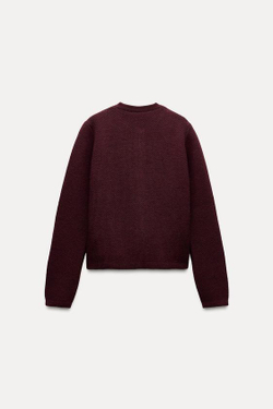 ZARA КАРДИГАН С ЗОЛОТИСТЫМИ ПУГОВИЦАМИ, ГРАНАТОВЫЙ