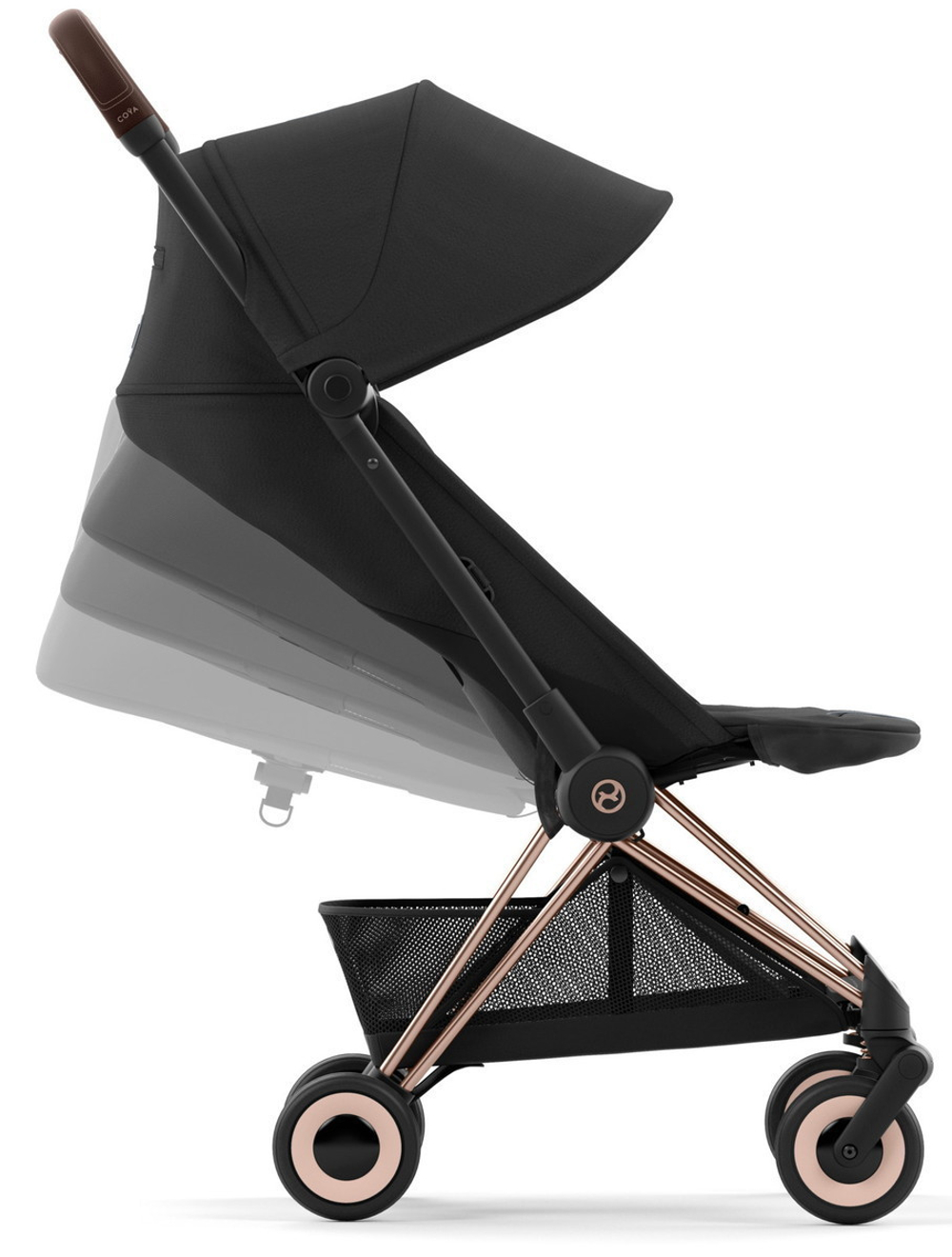 Коляска Cybex Coya Rosegold Frame Aton B2 i-Size Dynamic Red Sepia Black с дождевиком и бампером
