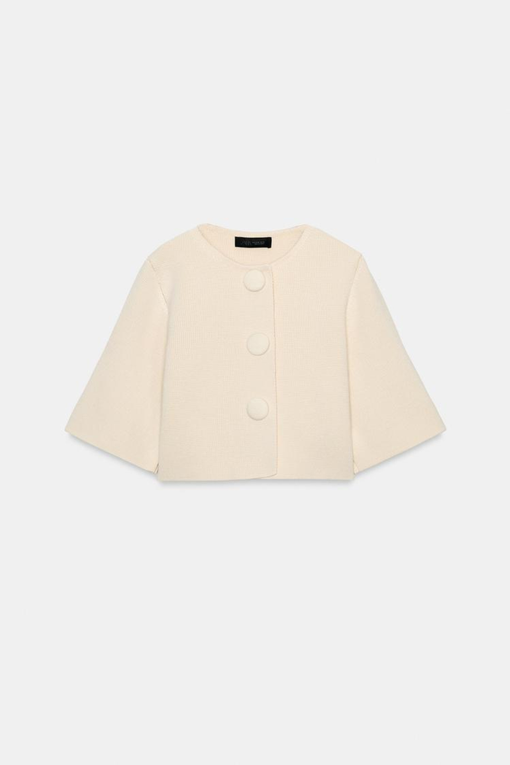 ZARA УКОРОЧЕННЫЙ ВЯЗАНЫЙ КАРДИГАН, ЭКРЮ
