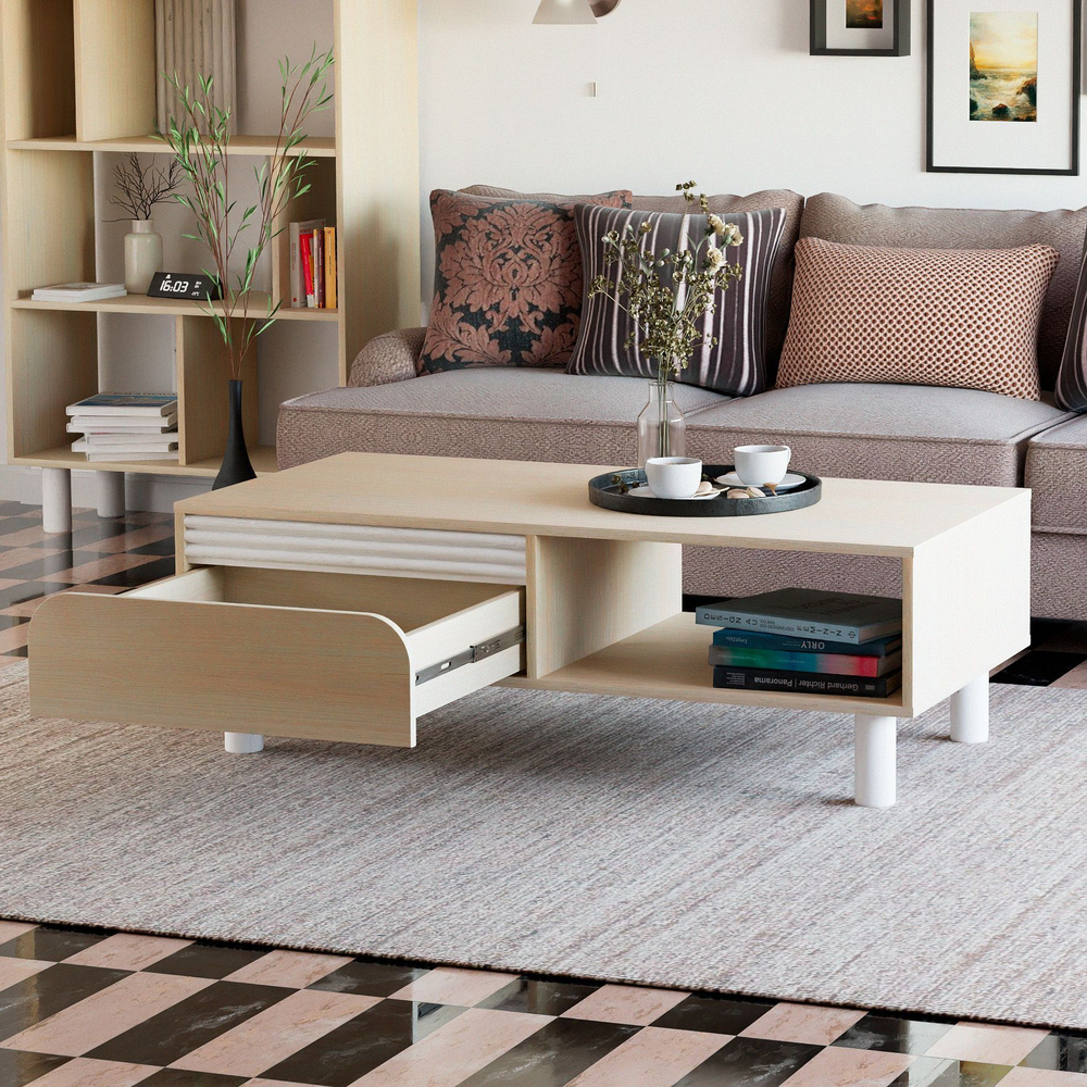 Журнальный дизайнерский столик с ящиком Ола, на ножках