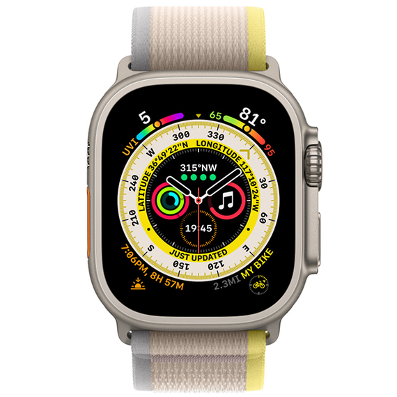 Ремешок Apple Trail Loop для Apple Watch Ultra 49 мм Yellow/Beige Размер S/M (MQEG3)