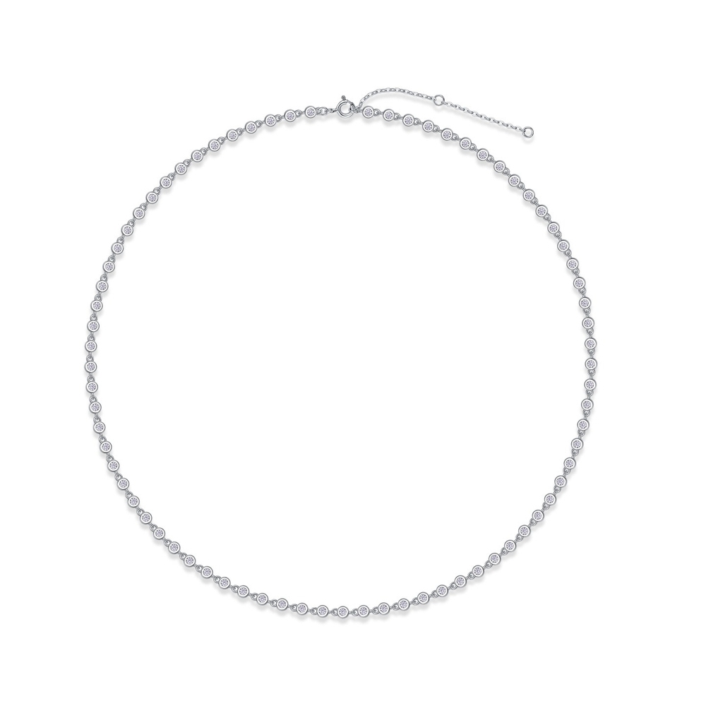 Колье - тонкая цепь круглые муассаниты