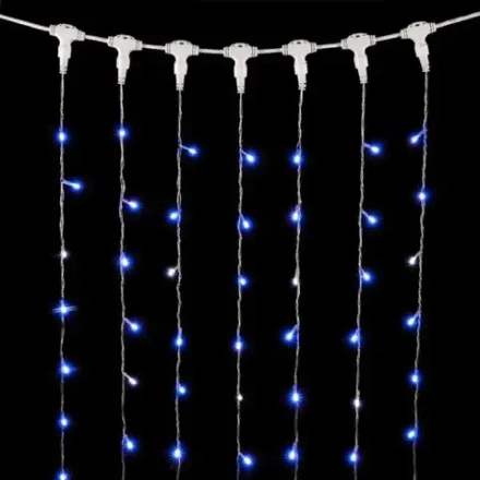 Светодиодный занавес 2*2 м., 400 синих LED ламп, мерцание, прозрачный провод ПВХ, LTC (PCL402BLW-10-2B)