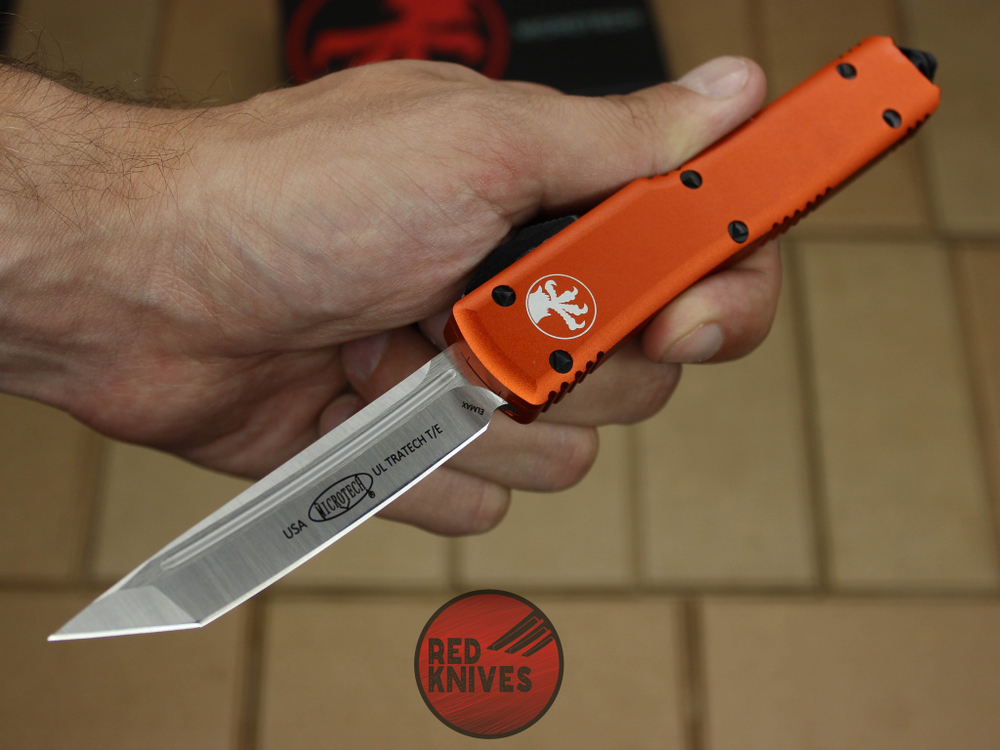 Нож Microtech Ultratech T/E - оранжевая рукоять, танто клинок сатин RK-368