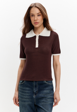 Поло с контрастным воротником