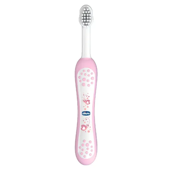 Зубная щетка Chicco с эргономичной ручкой с 6месяцев Розовая 320617014