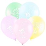 Шар (12"/30 см) С днем рождения, Милый мишка, Ассорти Пастель 5 ст. с хедером 5 шт.