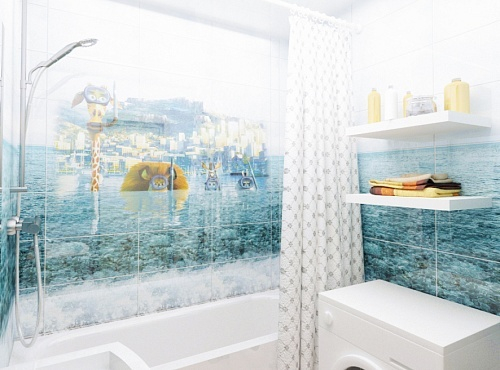 Панель ПВХ фотопечать 3D Panda Море 2700х250 мм