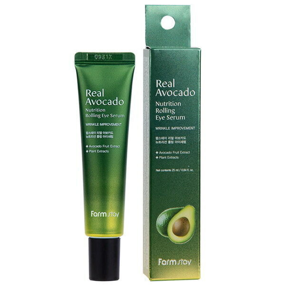 Питательная сыворотка-роллер для кожи вокруг глаз с авокадо FarmStay Real Avocado Nutrition Rolling Eye Serum, 25мл