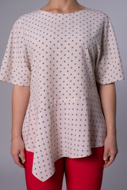 Блузка женская 4253ВП, бежевый алфавит #176Бал094253ВП