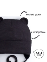 Шапка детская с ушками на завязках на осень