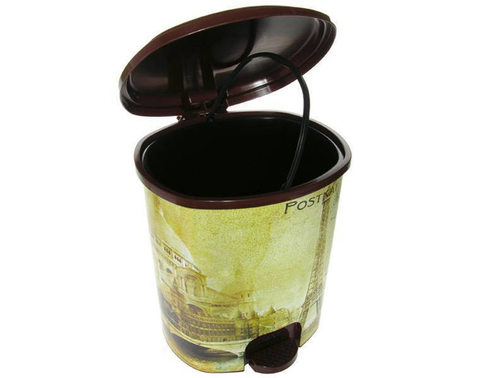 Ведро 12л с педалью "Париж" темно-коричневое