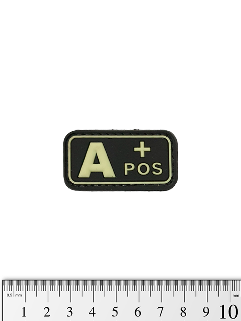 Шеврон Группа крови A+ PVC 5 см. Чёрный светящийся