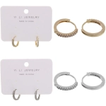 Серьги из гиппоалергенного металла со стразами «ПАЛУМНА», кольца, цвет золото и серебро, 1,2-dсм