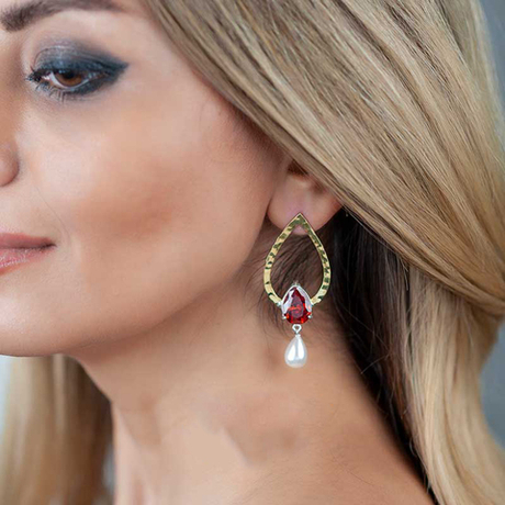 Серебряные серьги с цирконом и жемчугом Arte Minimal Eshki 20220532 Иран