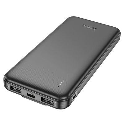 Внешний аккумулятор Hoco J118 10000mAh 3USB 2.0A LED-индикатор, кабель (Lightning/Type-C) (Black)