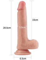 Телесный фаллоимитатор 8 Dual-Layered Silicone Nature Cock - 20,5 см. (Цвет: телесный)