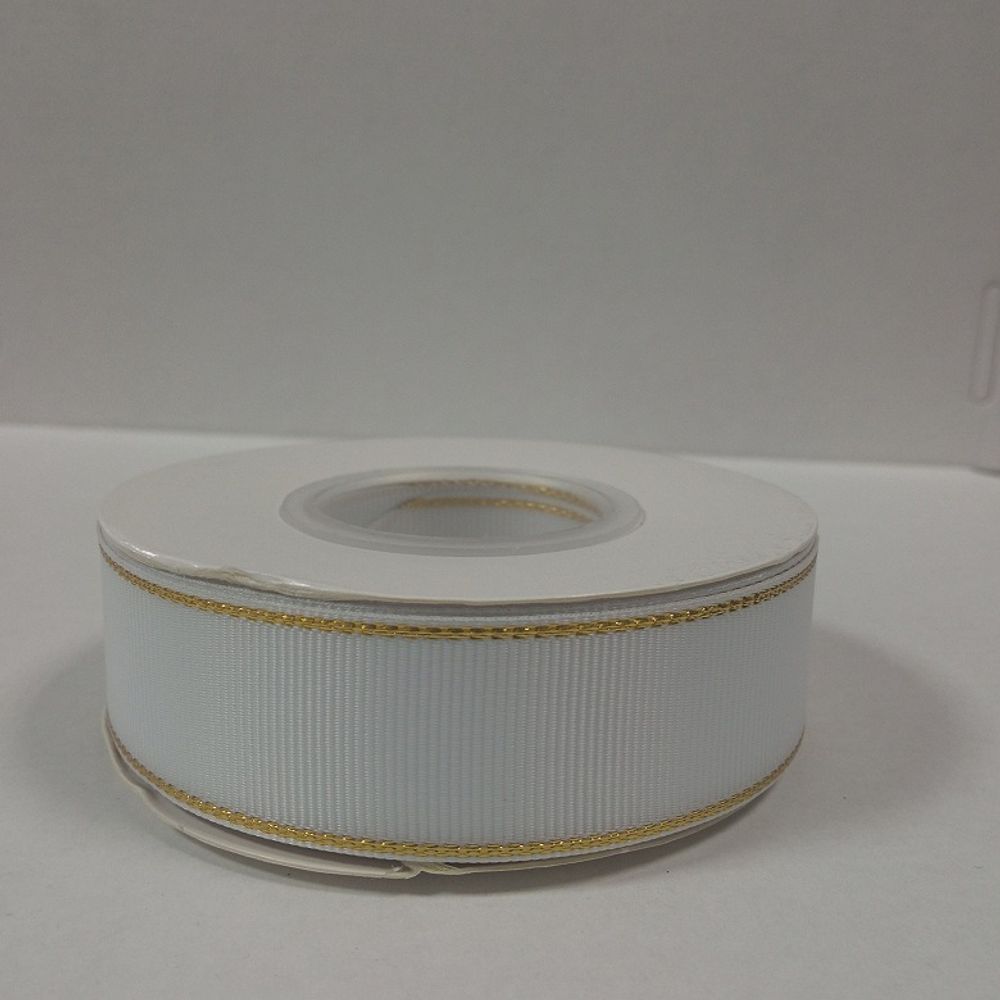Лента Золотая кайма 2,5см*45ярд БЕЛЫЙ