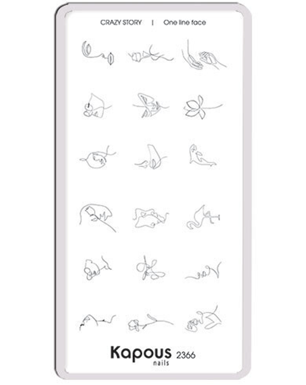 One line face, пластина для стемпинга «Crazy story» Kapous