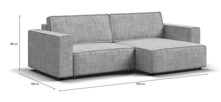 Угловой диван Босс Софт Модуль Вельвет Корд серый