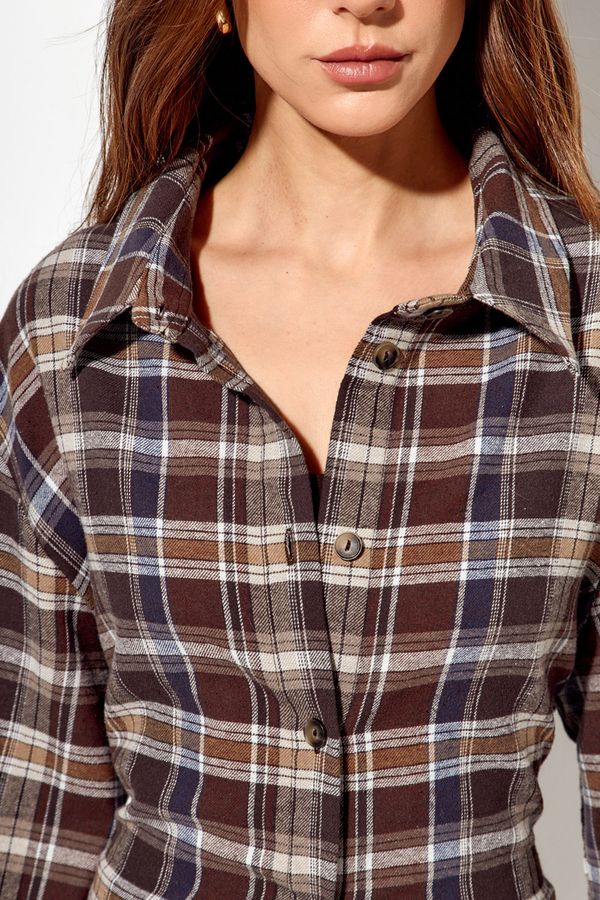 Рубашка из фланели со шнуровкой цвета горький шоколад