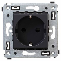 Розетка в стену, 2P+E, с з/ш, "Avanti", "Черный матовый"