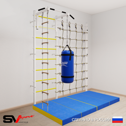 Шведская стенка Sv Sport 51150 (Турник стандарт/Лестница/Цепь/Мешок 15кг/Мат 2м/Канатный лаз)
