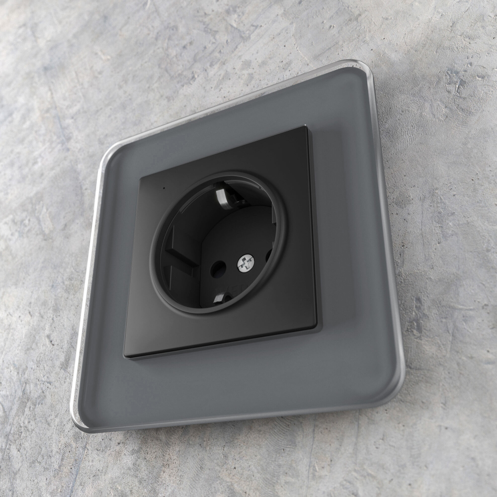 Розетка с подсветкой (черный матовый)