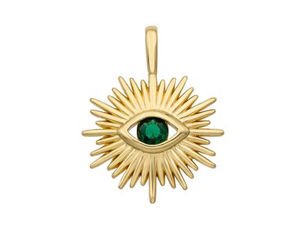 Подвеска "Глаз" 22,5мм, с зеленым кристаллом