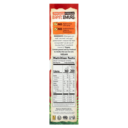Nature's Path, Envirokidz Organic, Зерновые хлопья Leapin 'Lemurs, арахисовое масло и шоколад, 10 унций (284 г)