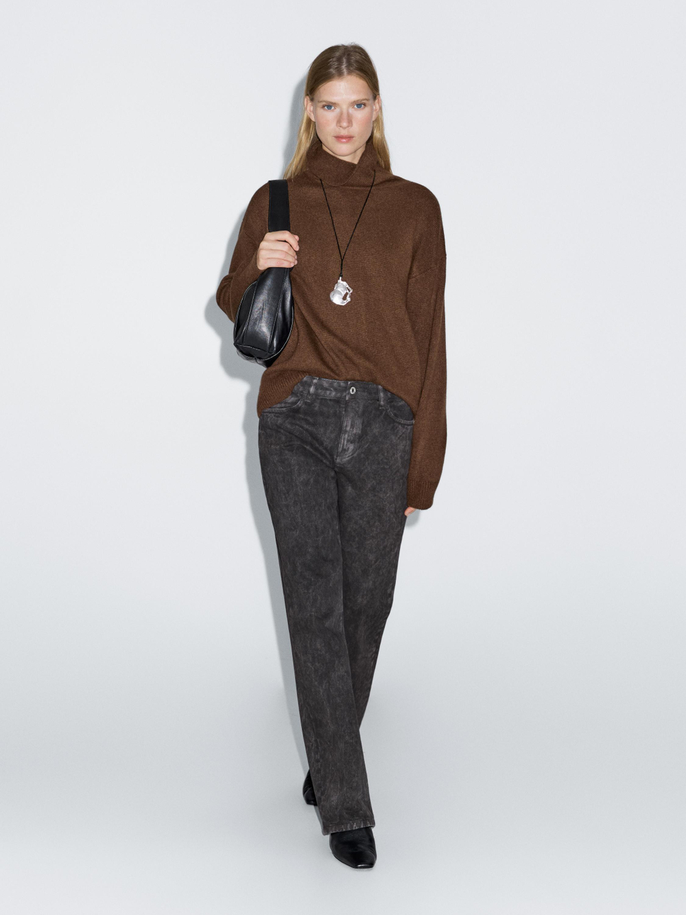 Massimo Dutti Джинсы прямого кроя со средней посадкой, темно-серый