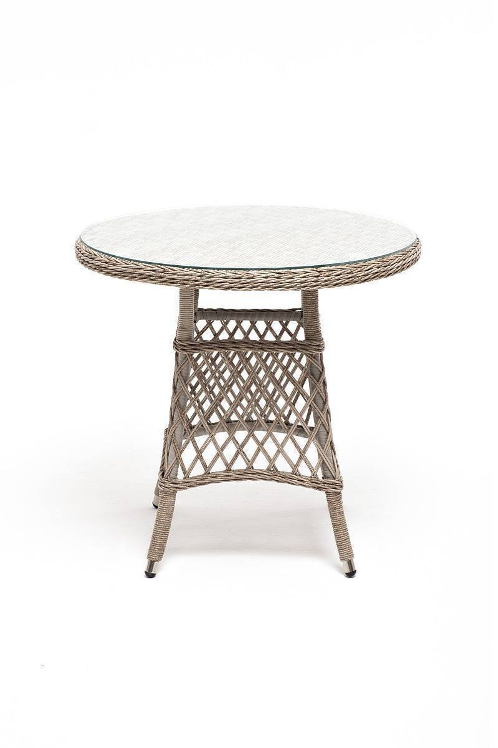 "Эспрессо" плетеный круглый стол, диаметр 80 см, цвет бежевый