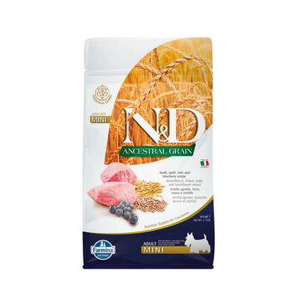 Сухой корм для взрослых собак мелких пород Ягнёнок и черника Farmina N&D Ancestral Grain