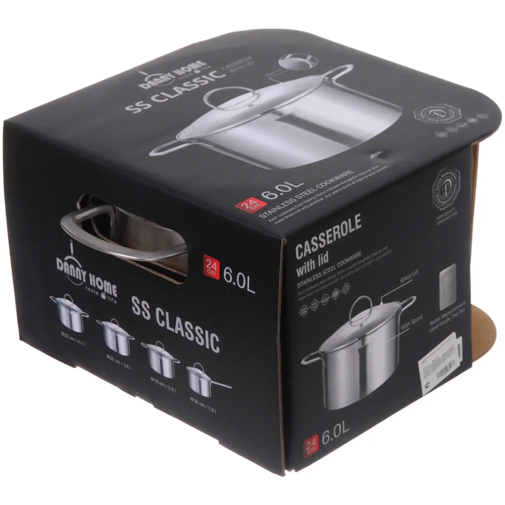 Кастрюля из нержавеющей стали STELLA 6л, индукция, DH11-24