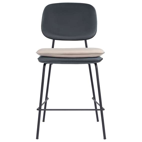 Стул полубарный pea, велюр, темно-серый/бежевый