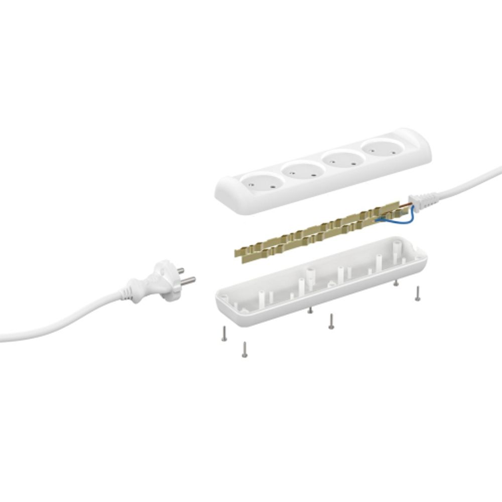 Удлинитель электрический ЭРА UX-4-5m без заземления 4 розетки 5м ШВВП 2x0,75мм2 6А белый