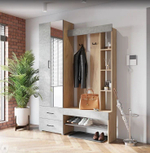 Прихожая Горизонт Домино, ЛДСП, стиль модерн, 150 см, дуб крафт, золотой