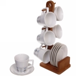 Чайный набор 12 предметов «Geometry» (6кружек 130мл+6блюдец) на бамбуковой подставке