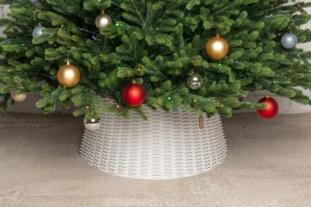 Корзина под елку Премиум Царская лоза 65*48*30 см., разборная, белый, ЕлкиТорг (65-220)